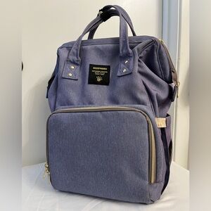 Sunveno Cream and Blue Diaper Bag Backpack